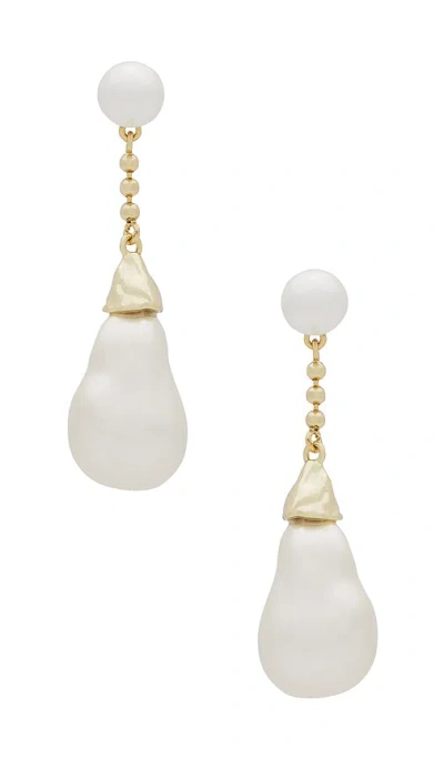 Weworewhat Pearl Dangle Earring In Gold Plated & Glass Pearl