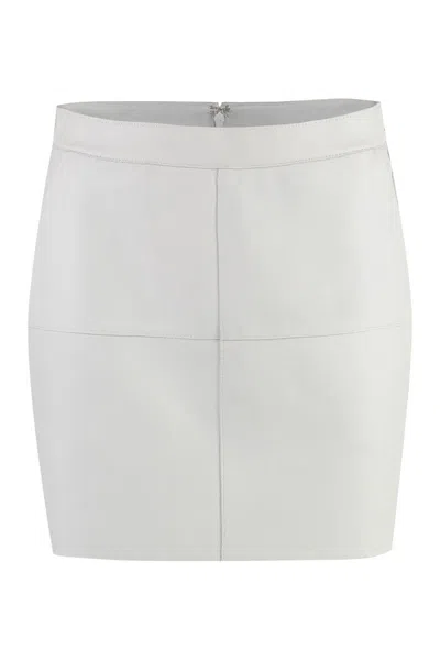 P.a.r.o.s.h . Leather Mini Skirt In Grey
