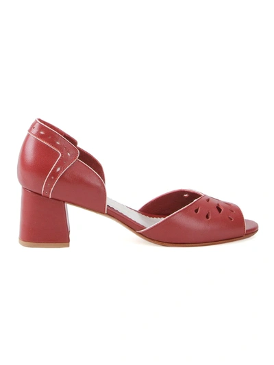 Sarah Chofakian Chunky Heel Sandals In Red