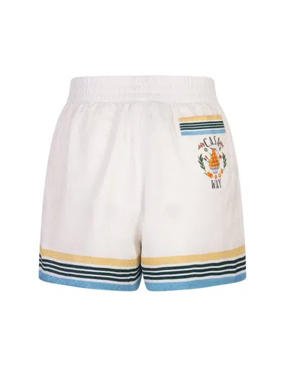 Casablanca White Silk Shorts In Caswaystr