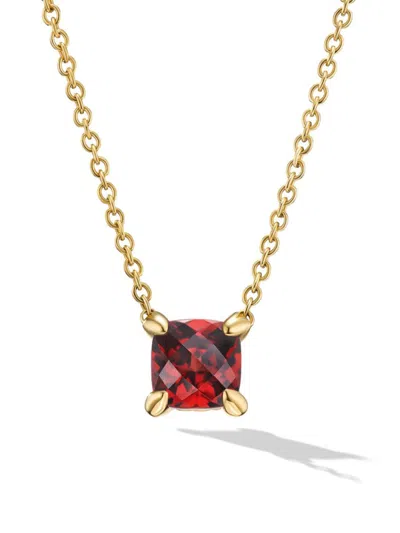 David Yurman Women's Petite Chatelaine Necklace In 18k Yellow Gold In Garnet