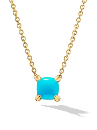 David Yurman Women's Petite Chatelaine Necklace In 18k Yellow Gold In Turquoise