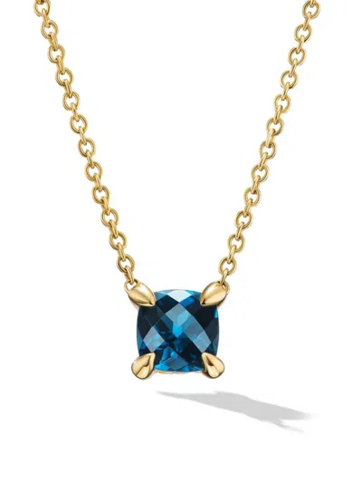 David Yurman Women's Petite Chatelaine Necklace In 18k Yellow Gold In Hampton Blue Topaz
