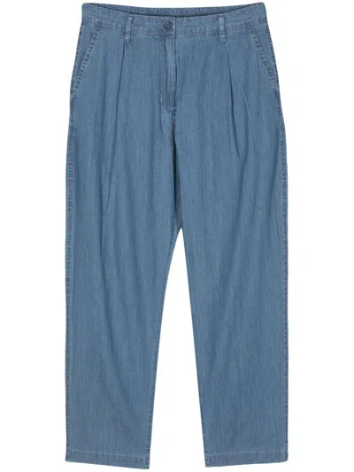 Aspesi Chambray Tapered Trousers In Blue