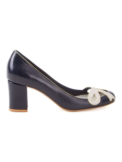 Sarah Chofakian Chunky Heel Pumps In Blue