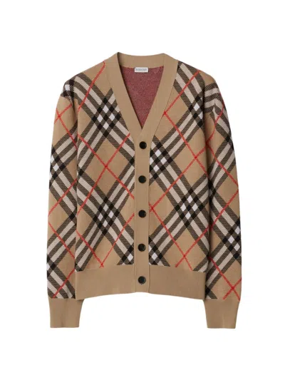 Burberry Vintage Check Wool-blend Cardigan In Sand Check