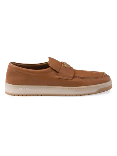 Prada Nappa Leather Loafers In Brown