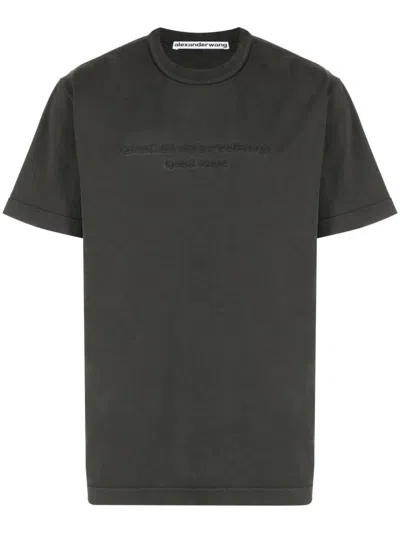 Alexander Wang Crew-neck T-shirt With Logo In Grey