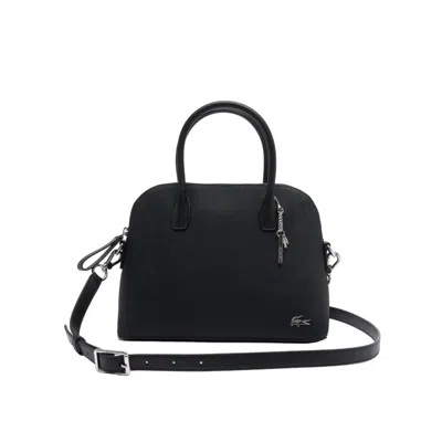 Lacoste Mini Lora Leather Tote Bag In Black