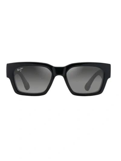 Maui Jim Men's Kenui 53mm Rectangular Sunglasses In Black