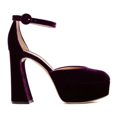 Gianvito Rossi 120mm Velvet Platform Sandals In Purple
