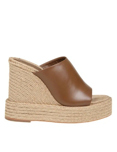 Paloma Barceló Camila Wedge Sandal In Leather Color In Brown