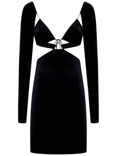 Amazuìn Azhar Velvet Cut-outs Mini Dress In Black