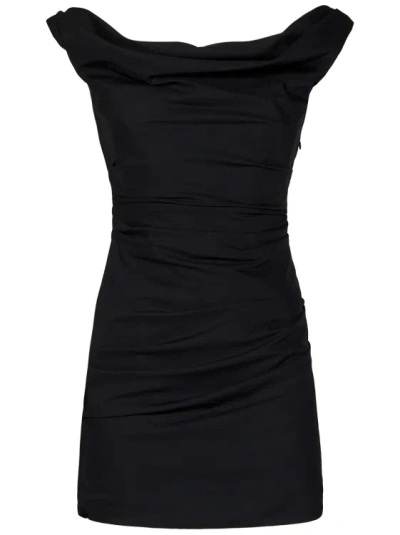 Armarium Delia Off-the-shoulder Wool Mini Dress In Black