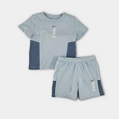 Nike Babies'  Infant Hybrid T-shirt And Shorts Set In Light Armory Blue