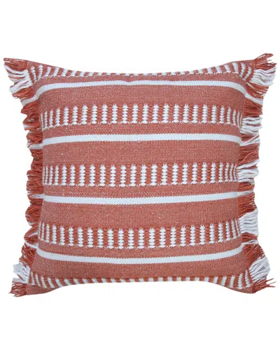 Lr Home Alton Dash Striped Indoor/outdoor Throw Pillow With Fringe In Orange