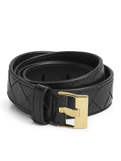 Bottega Veneta Braided Watch Belt In Black