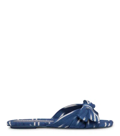Stuart Weitzman , Sofia Slide, Flats And Loafers, Indigo/natural, Triple Ikat Handwoven Jacquard In Blue