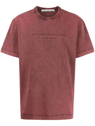 Alexander Wang Logo-embossed Cotton T-shirt In Red