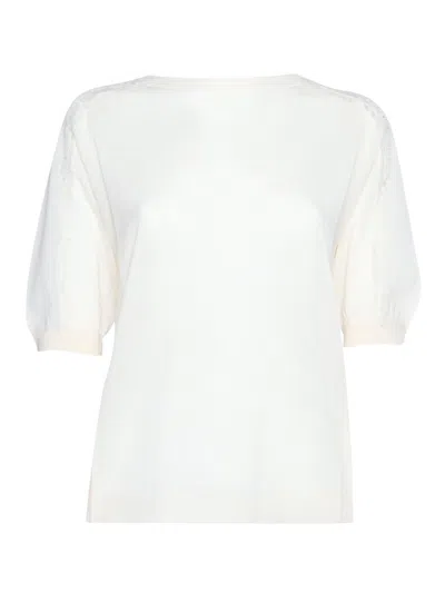 Ballantyne Woman Sweater White Size 4 Cotton In Bianco