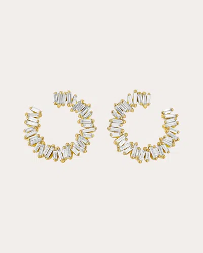 Suzanne Kalan Women's Classic Diamond Mini Sideways Hoop Earrings In Gold