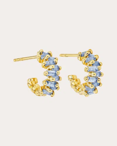 Suzanne Kalan Women's Bold Zigzag Light Blue Sapphire Mini Hoop Earrings