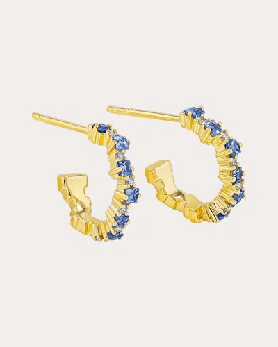 Suzanne Kalan Women's Staggered Light Blue Sapphire Mini Hoop Earrings