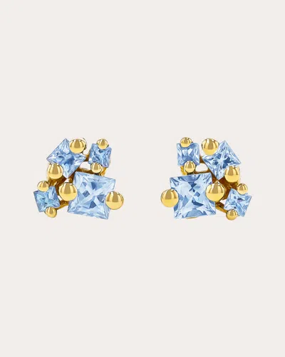 Suzanne Kalan Women's Light Blue Sapphire Princess Cluster Stud Earrings