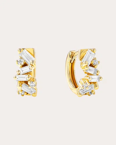 Suzanne Kalan 18k Yellow Gold Diamond Thick Huggie Hoop Earrings