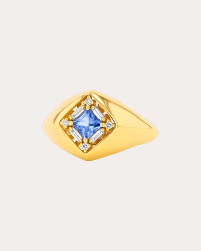 Suzanne Kalan Women's Light Blue Sapphire Princess Signet Ring