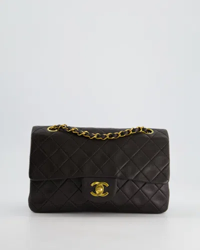 Pre-owned Chanel Vintage Espresso Classic Small Double Flap In Lambskin With 24k Gold Hardware In Brown