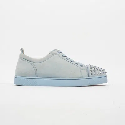 Christian Louboutin Louis Junior Spikes Flat Sky Suede In Blue