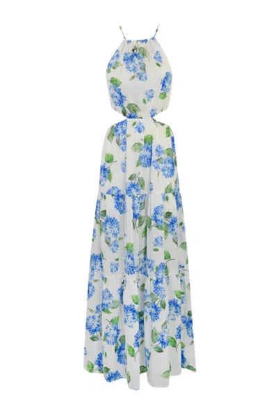 Mc2 Saint Barth Kaby Floral-print Cotton Dress In Bianco/blu