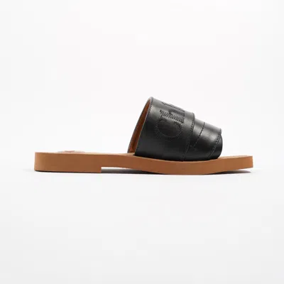 Chloé Woody Sandals Leather In Black