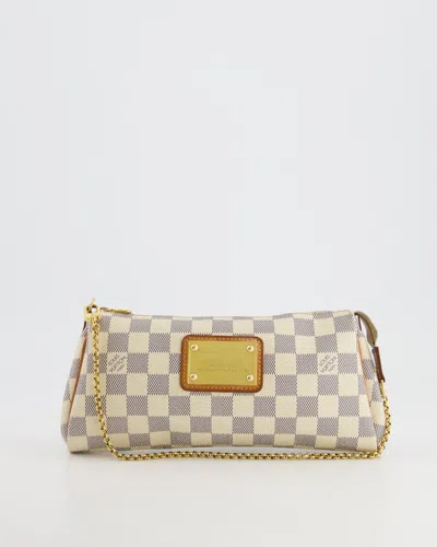 Pre-owned Louis Vuitton Damier Azur Canvas Eva Chain Bag With Gold Hardware In Beige