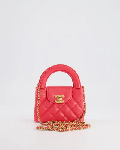 Pre-owned Chanel Hot Mini Kelly Shopping Bag In Calfskin Leather With Brushed Antique Gold Hardware In Pink