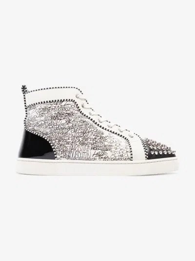 Christian Louboutin Louis Junior Spikes High-tops Graffiti /leather In Black