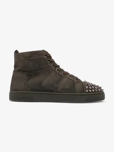 Christian Louboutin Lou Spikes High Top Sneakers Suede In Green
