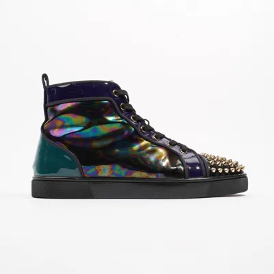 Christian Louboutin Louis High Top / Fluorescent Patent Leather In Black