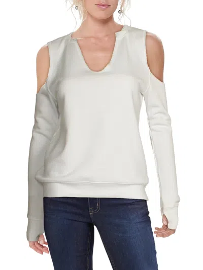 Black Orchid Denim Womens Cut Out Destroyed Sweatshirt In White