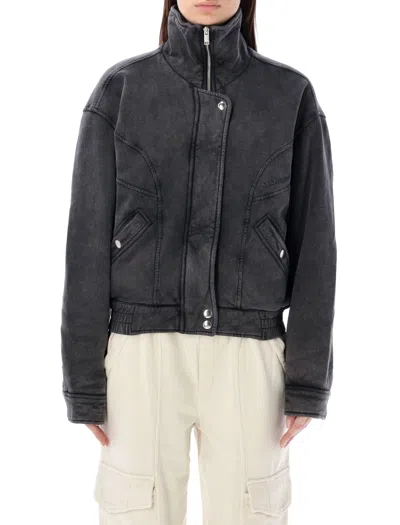 Marant Etoile Parveti Paneled Padded Cotton Bomber Jacket In Black