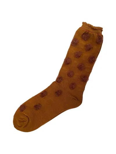 Antipast Knitted Socks Pom Pom In Brown