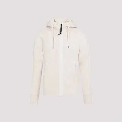 C.p. Company Beige Cotton Goggle Hoodie In Nude & Neutrals