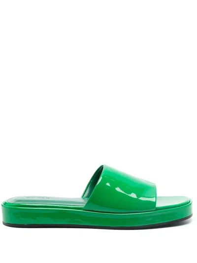 By Far Cala Patent-finish Mules In Green