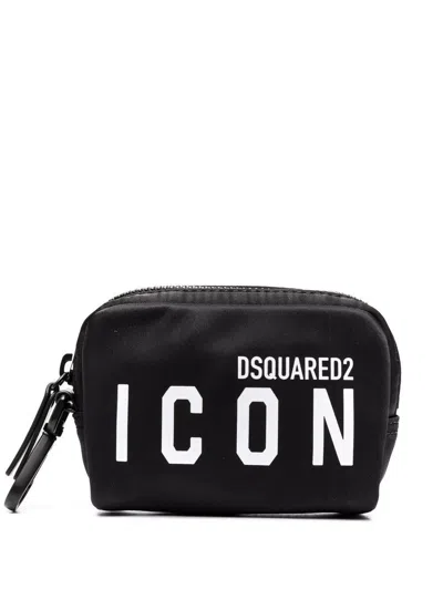Dsquared2 Logo-print Make-up Bag In Black