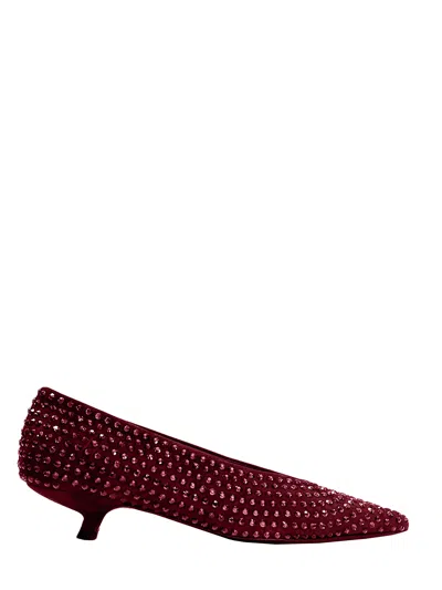 La Rose Heeled Ballerina Shoes Crystal Bordeaux In Red