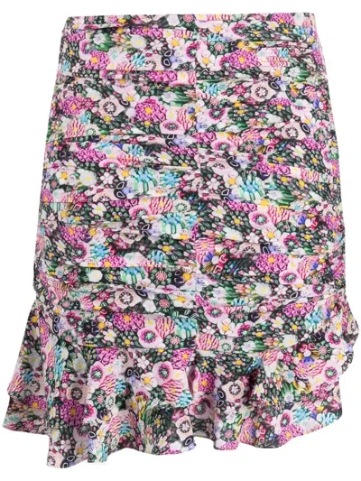 Isabel Marant Milendi Floral-print Ruched Mini Skirt In Multicolor