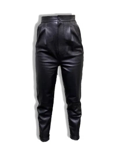La Rose Leather Trousers In Black