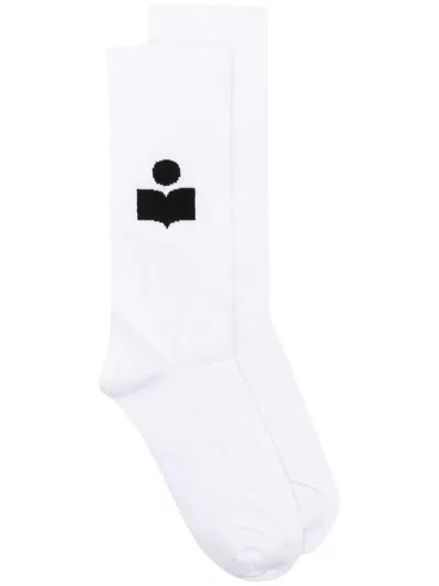 Isabel Marant Logo Embroidered Socks In White
