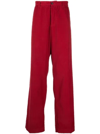Maison Margiela Corduroy Straight-leg Trousers In Red